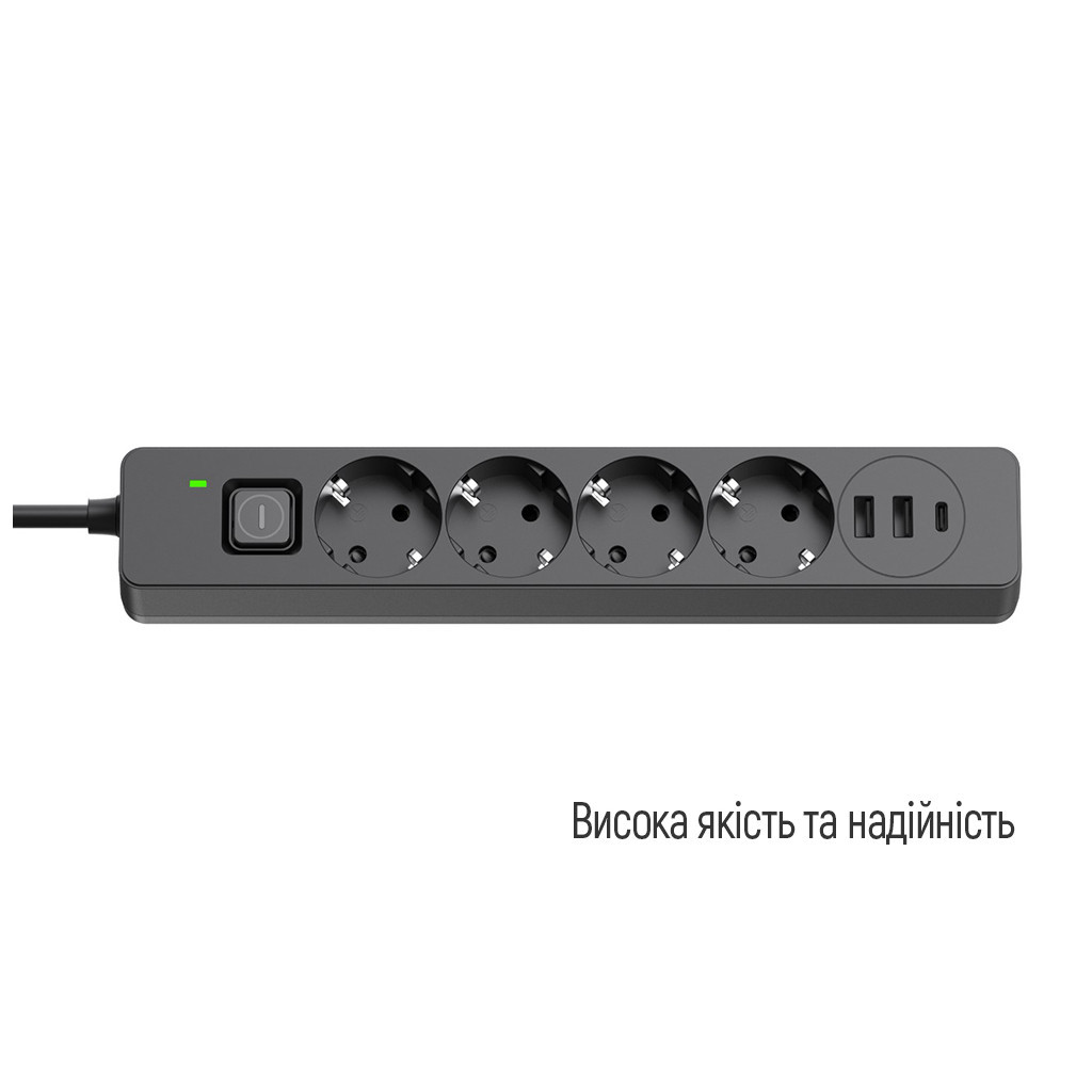 Мережевий фільтр живлення ColorWay CW-CHE435PDB, 4 розетки/3USB 5M (CW-CHE435PDB) - зображення 6