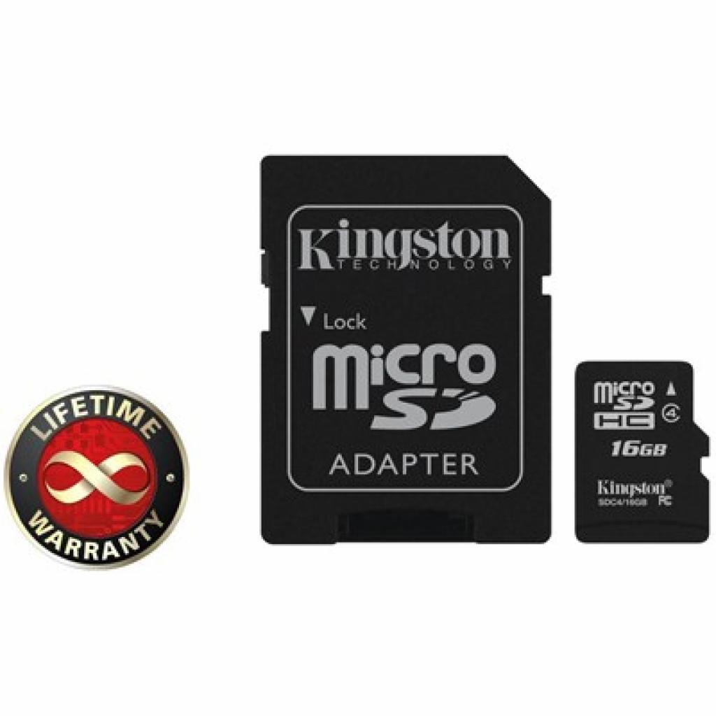 Карта пам'яті Kingston 16Gb microSDHC class 4 (SDC4/16GB) - зображення 1