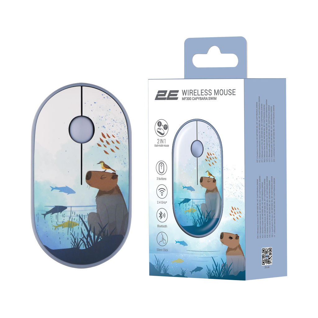 Мишка 2E MF300 CAPYBARASWIM Silent Wireless/Bluetooth Blue (2E-MF300WCAPIBARABL) - зображення 7