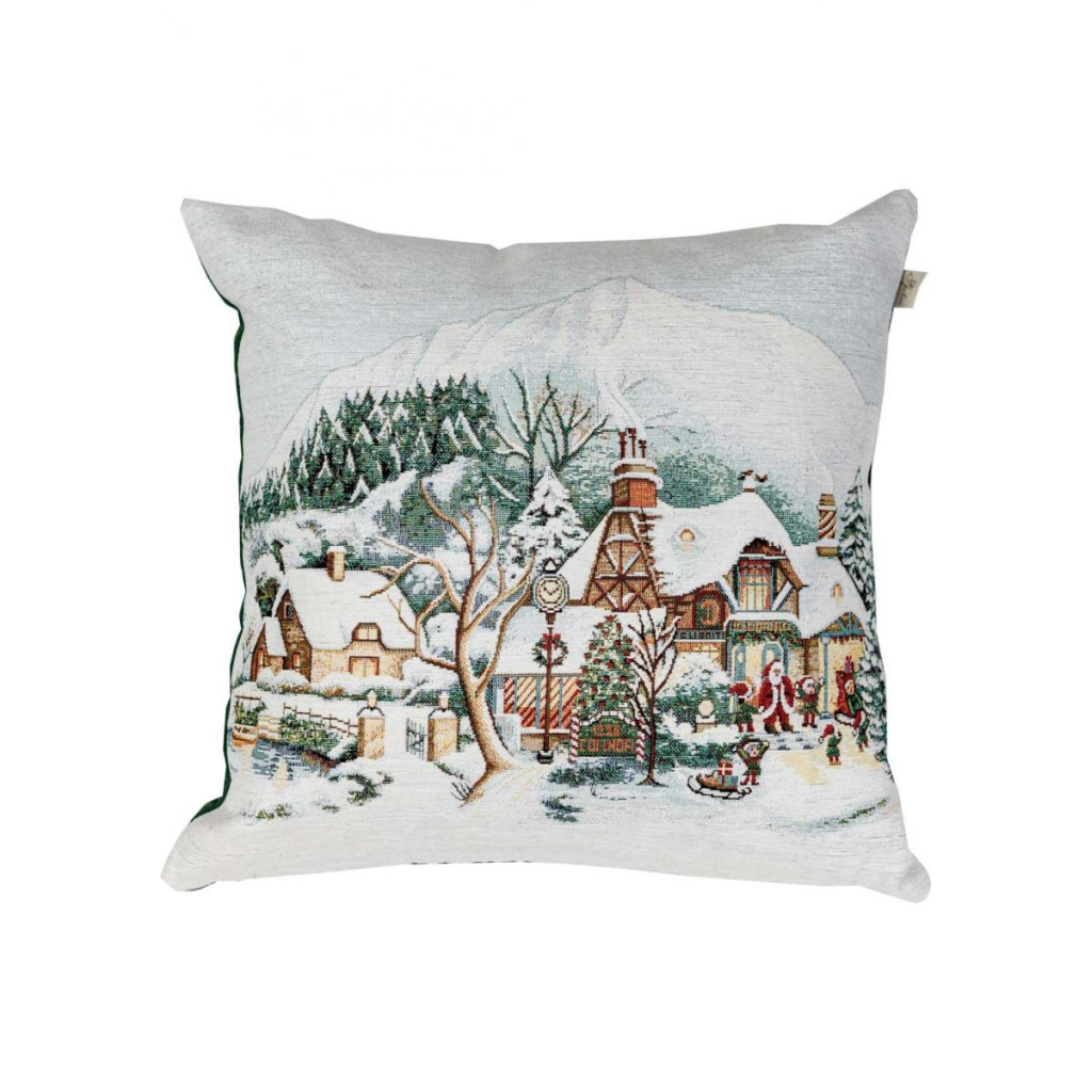 Наволочка Прованс гобеленова з велюром Зимове місто 45х45см Будинки (4823093450431) - изображение 1
