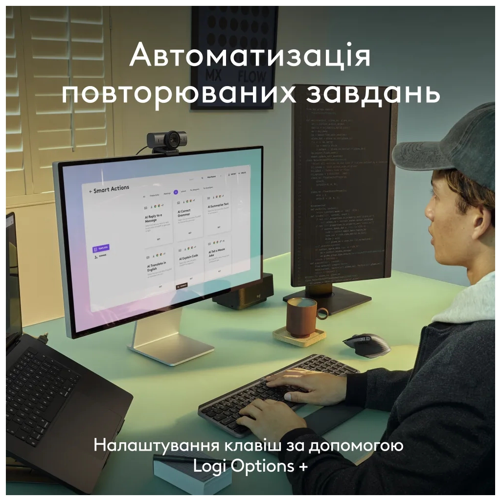 Клавіатура Logitech MX Keys S для MAC Bluetooth/Wireless UA Pale Grey (920-011638) - зображення 7