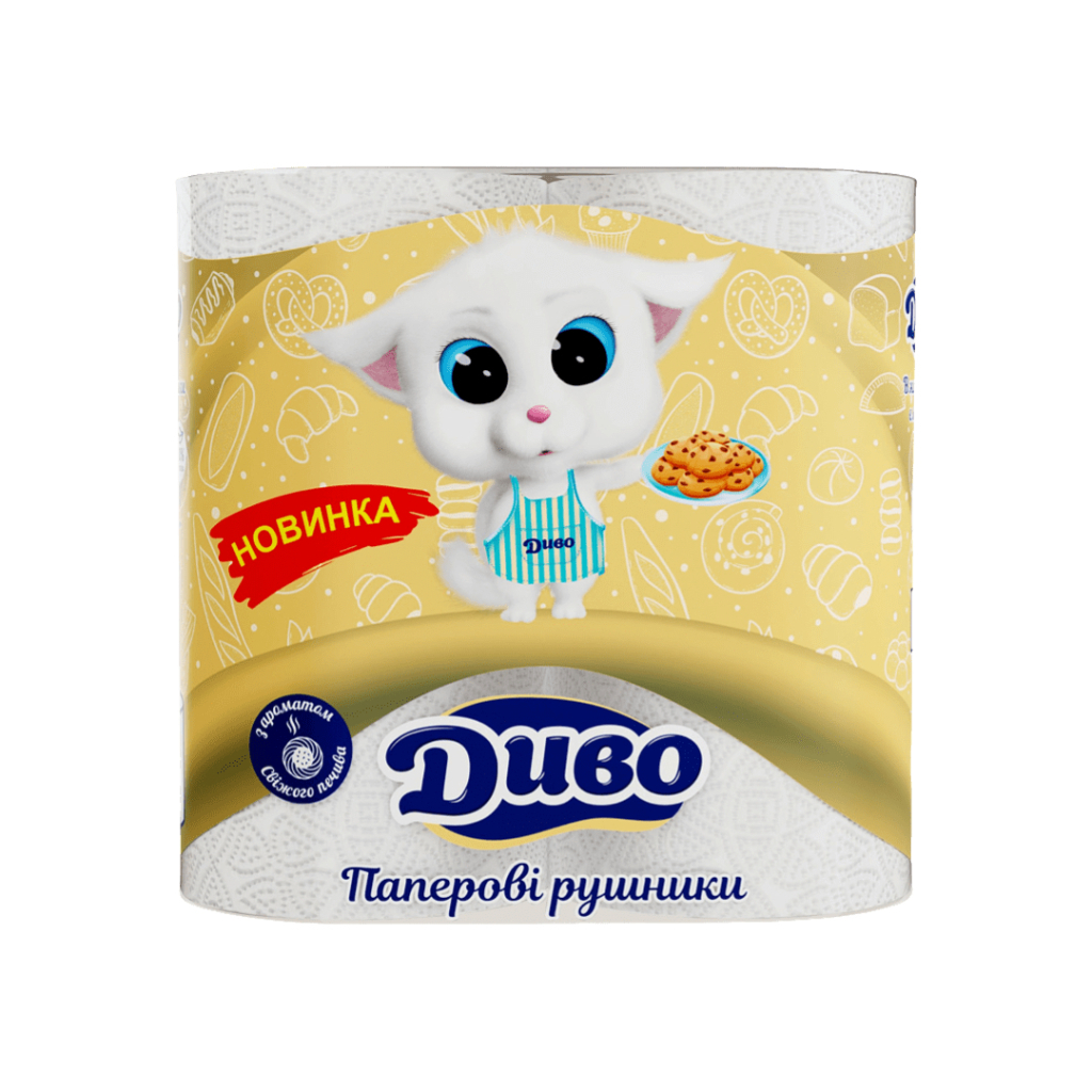 Паперові рушники Диво З ароматом свіжого печива 2 шари 2 рулони (4820003837443) - зображення 1