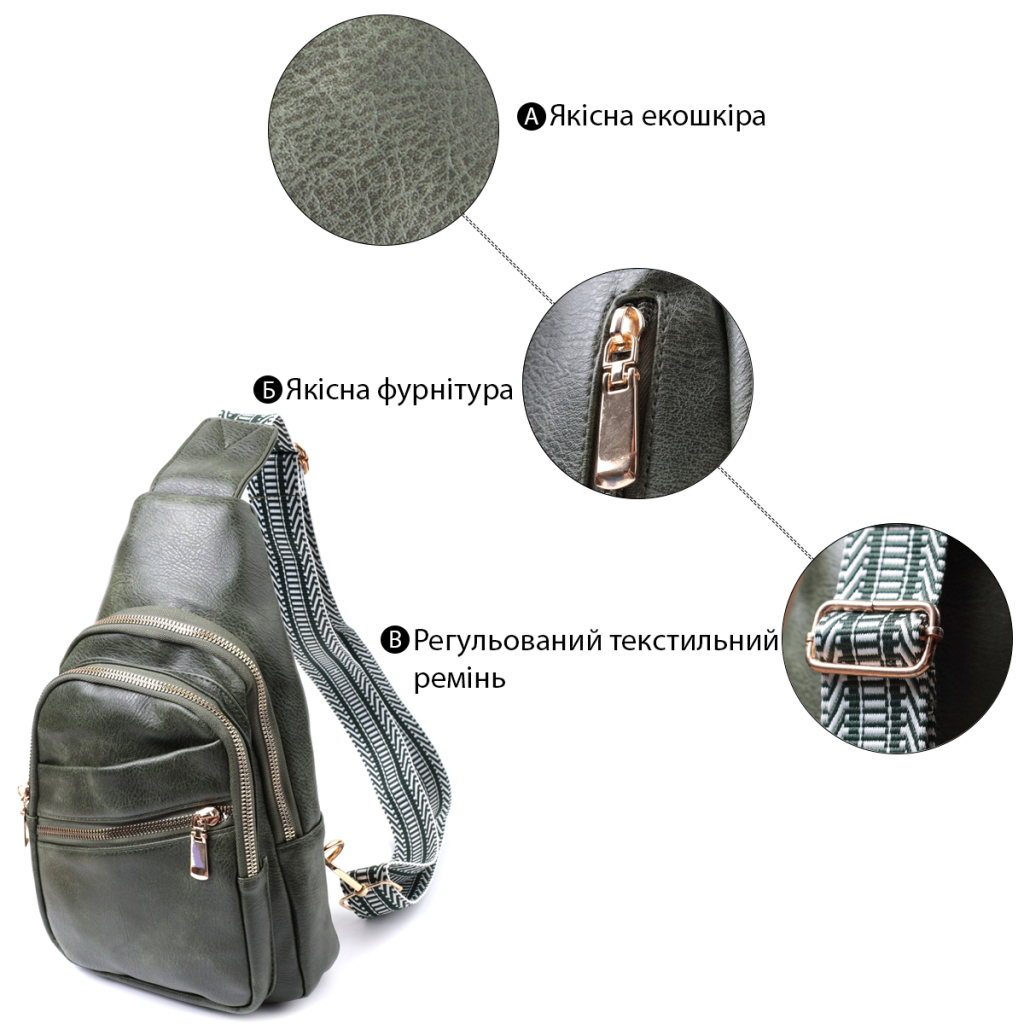 Сумка Vintage З екошкіри Зелена (22756) - зображення 4