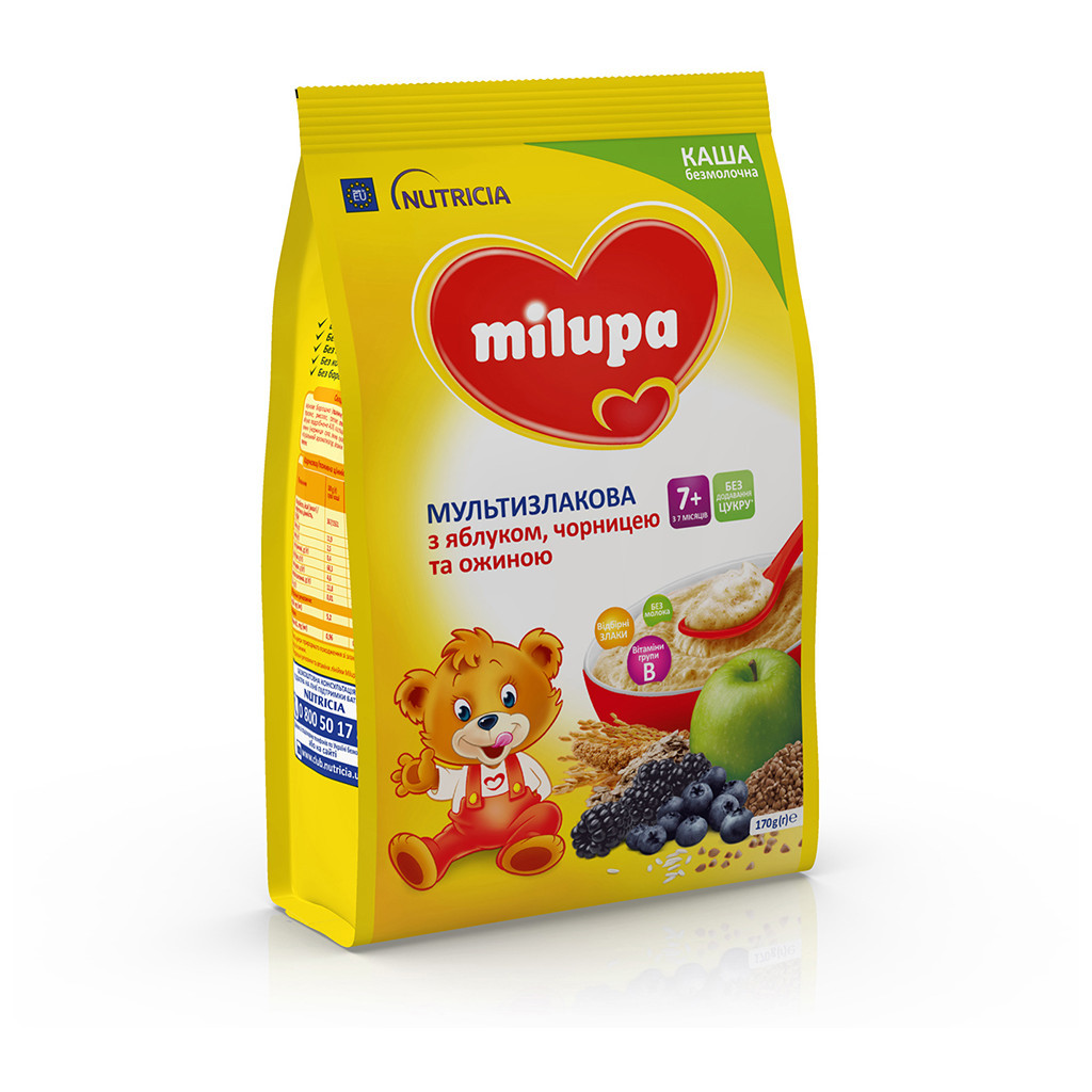 Дитяча каша Milupa Мультизлакова з яблуком, чорницею й ожиною для дітей від 7 місяців 170 г (5900852044243) - изображение 6