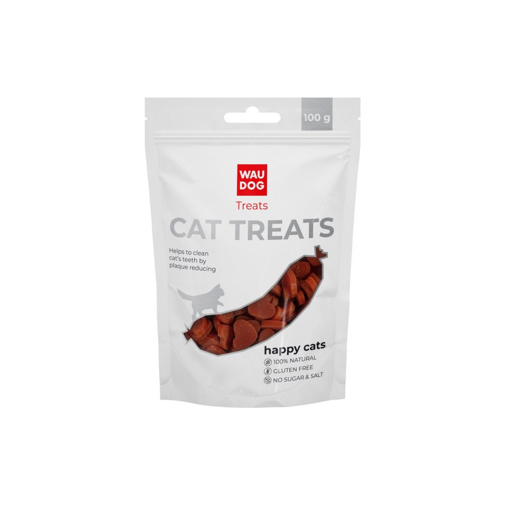 Ласощі для котів WAUDOG Treats Лососеві жувальні серця 100 г (4444) - зображення 1
