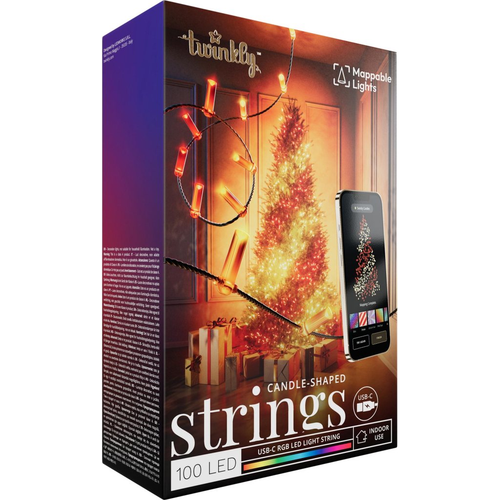 Гірлянда Twinkly Smart LED Strings USB 100 Candle-shaped RGB LEDs, Green Wire, USB-C, 6м (TWKC100RGB-G) - зображення 11