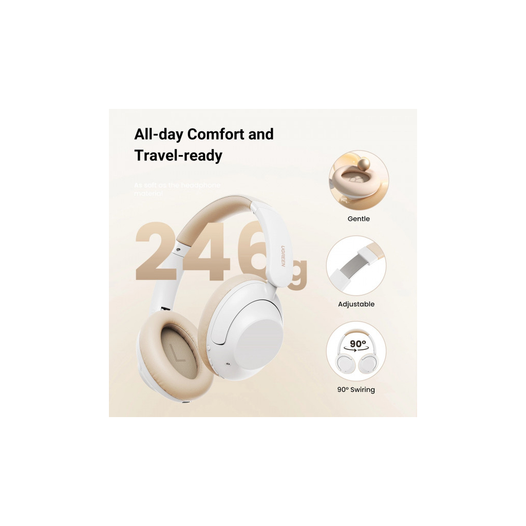 Навушники Ugreen HP202 HiTune Max5 Hybrid ANC White (15809) - зображення 4