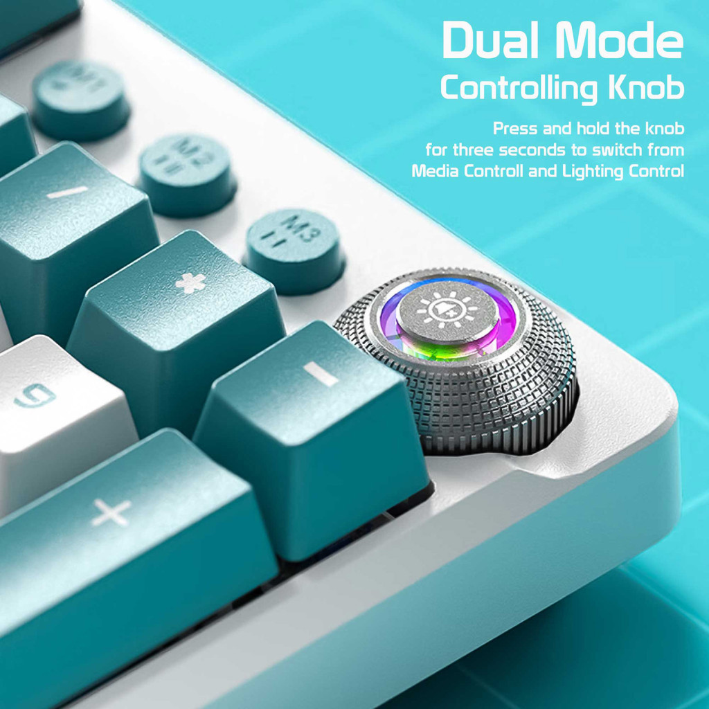 Клавіатура Aula F2088 PRO Plus 9 Orange Keys KRGD Blue USB UA White/Blue (6948391234908) - зображення 5