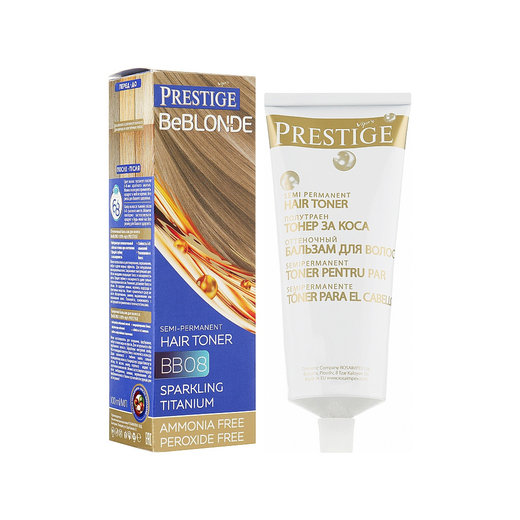 Відтінковий бальзам Vip's Prestige BeBlond BB08 - Блискучий титан 100 мл (3800010507561) - зображення 1