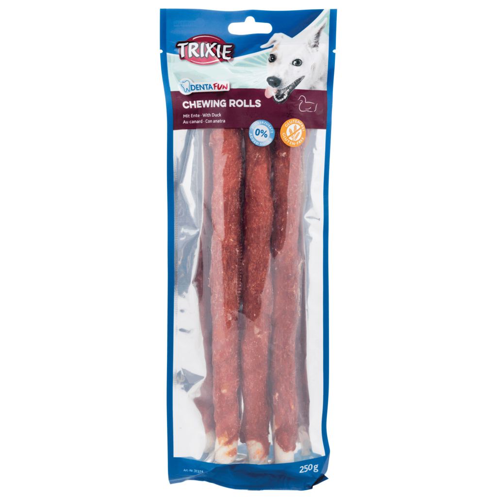 Ласощі для собак Trixie Denta Fun паличка для чищення зубів з качкою 3 шт 250 г (4011905313740) - зображення 1