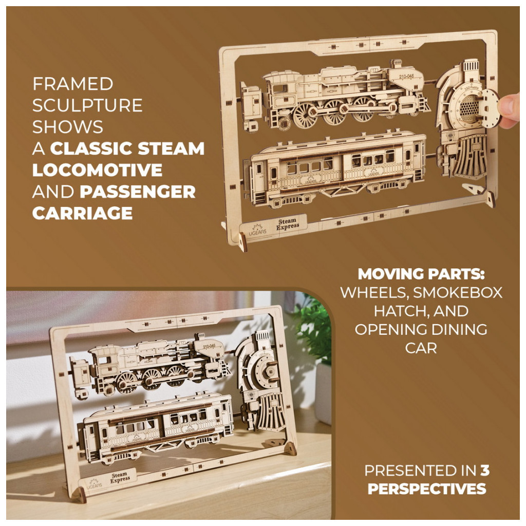 Конструктор Ugears Паротяг 2.5D (6337513) - зображення 9