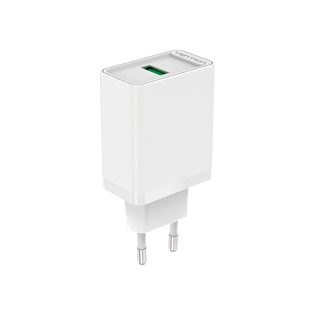 Зарядний пристрій Vention 1xUSB 18W (USB-A) QC3.0 white (FABW0-EU) - зображення 2