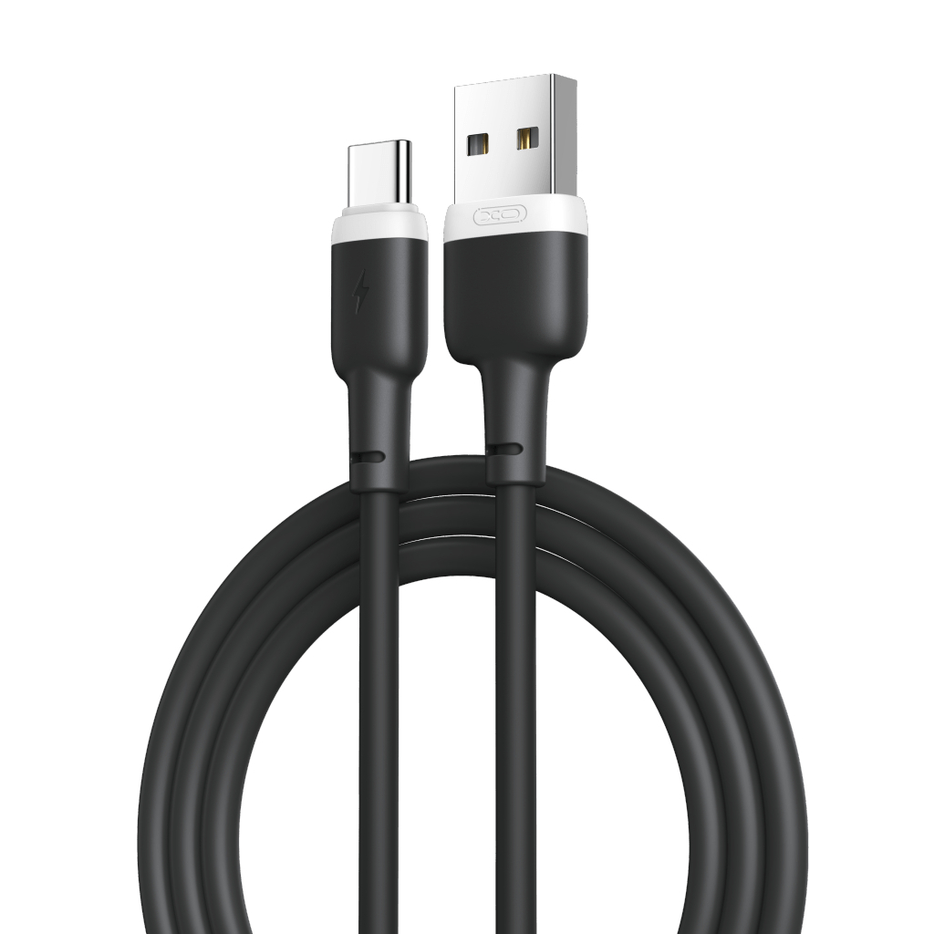Дата кабель USB 2.0 AM to USB-C 1.0m 2.1A silicone black XO (NB208-TC-1-BK) - зображення 1