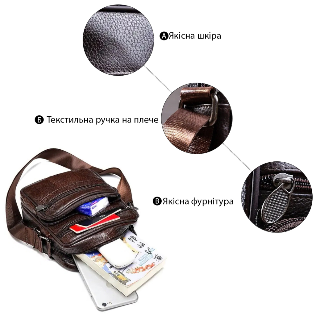 Сумка Vintage Шкіряна Коричнева (14987) - зображення 3