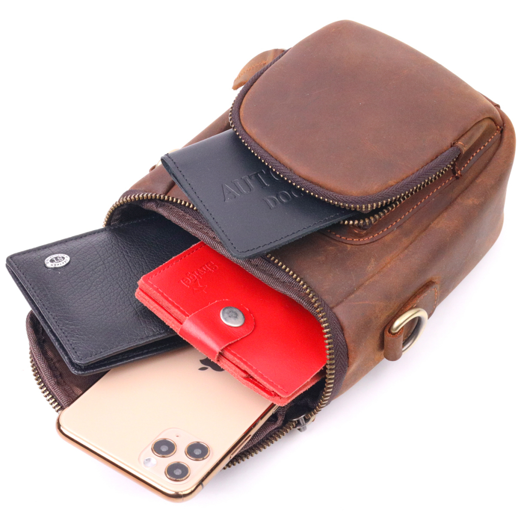 Сумка Vintage Чоловіча з натуральної вінтажної шкіри Коричнева (21295) - зображення 7