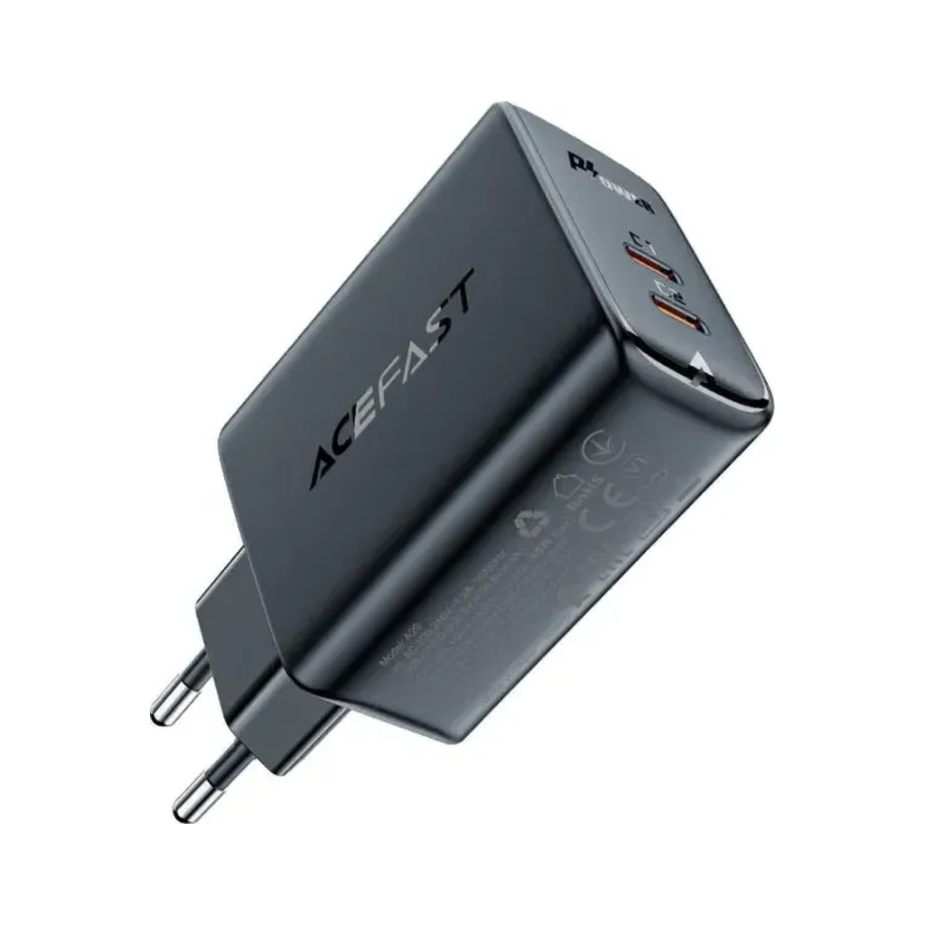 Зарядний пристрій Acefast 2xUSB 50W (USB-C+USB-C) Gan A29 Fast Charger Black (6974316281443) - зображення 2