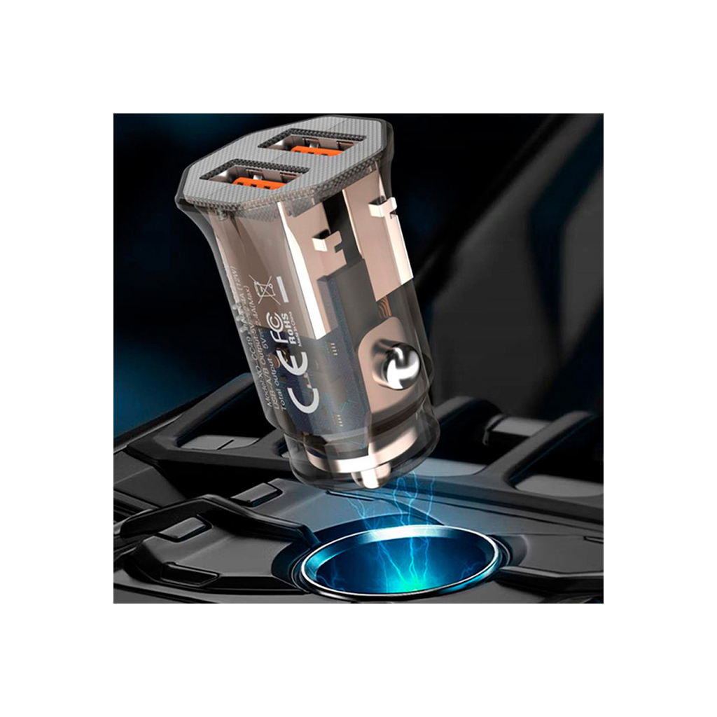 Зарядний пристрій XO CC49 2USB 2.4A (Black/Brown) (XO-CC49) - зображення 3