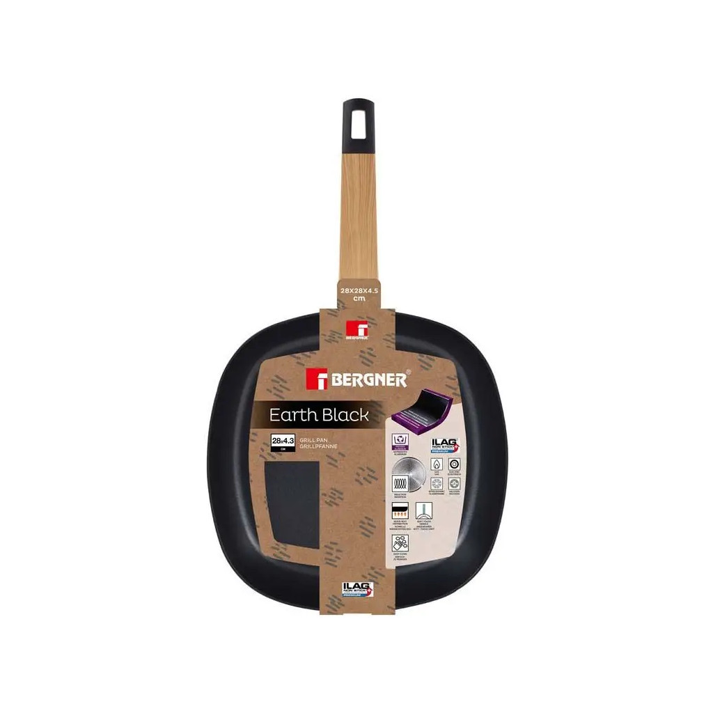 Сковорода Bergner Гриль Earth Black 28 см (BG-34625-BK) - зображення 4