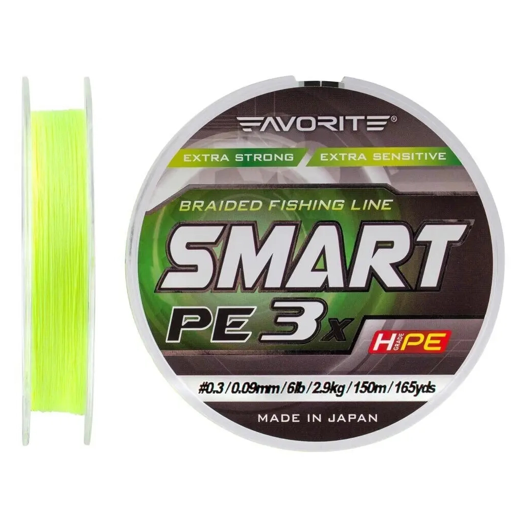 Шнур Favorite Smart PE 3x 150м 0.3/0.09mm 6lb/2.9kg Fl.Yellow (1693.10.53) - зображення 2