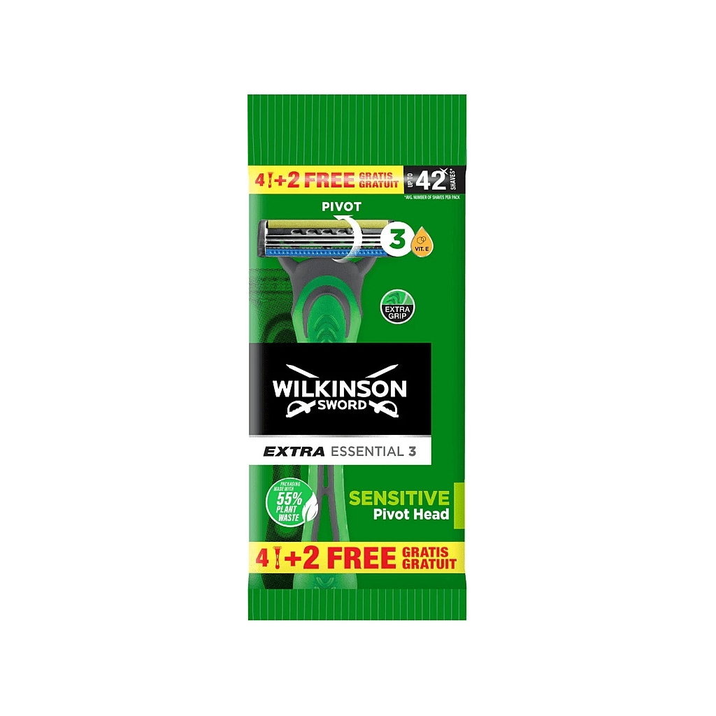 Бритва Wilkinson Sword Extra Essential 3 Sensitive 4+2 шт. (4027800463008) - зображення 1