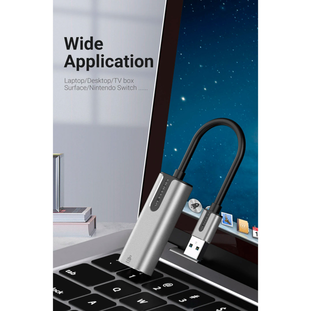 Перехідник USB 3.0 to Ethernet RJ45 1000Mb Aluminum black Vention (CEWHB) - изображение 10