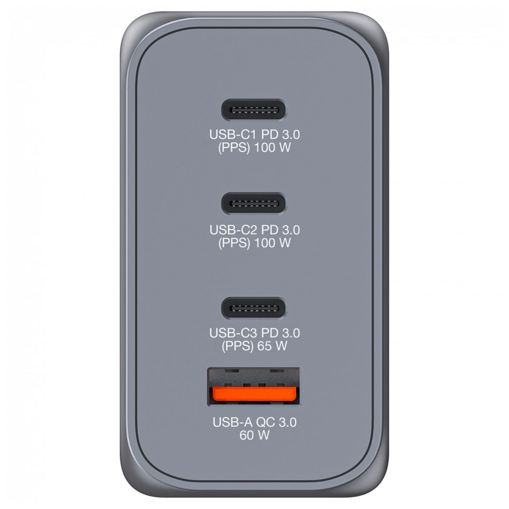 Зарядний пристрій Verbatim GaN 200 W 4 ports (2xUSB-C-100 W,USB-C-65 W /USB-A -3.0) (32204) - зображення 5