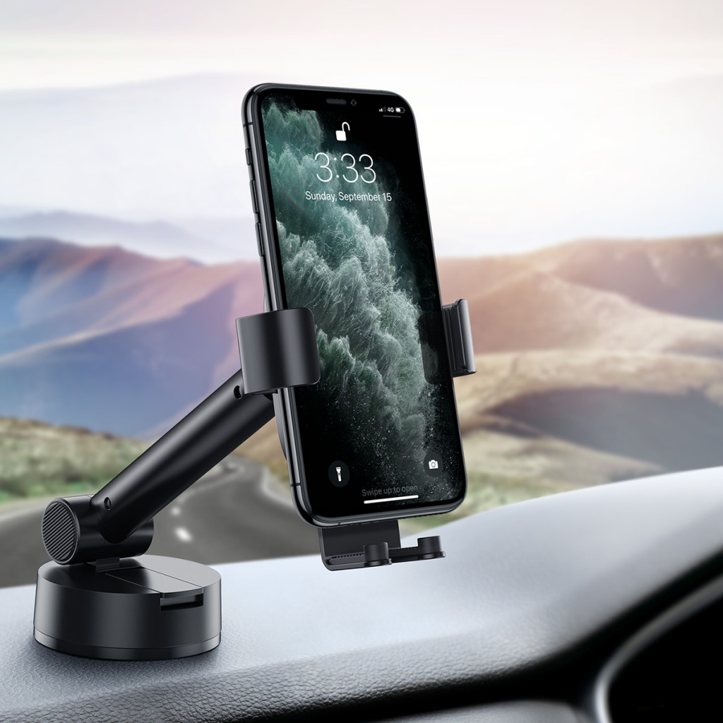 Універсальний автотримач Baseus 4.7-6.5" Gravity Simplism (на присоску) black (SUYL-JY01) - изображение 3