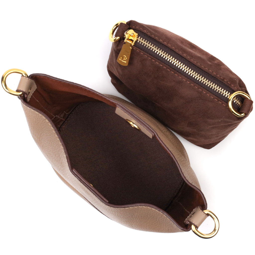 Сумка Vintage Жіноча з автономною косметичкою з натуральної шкіри Бежева (22364) - зображення 6