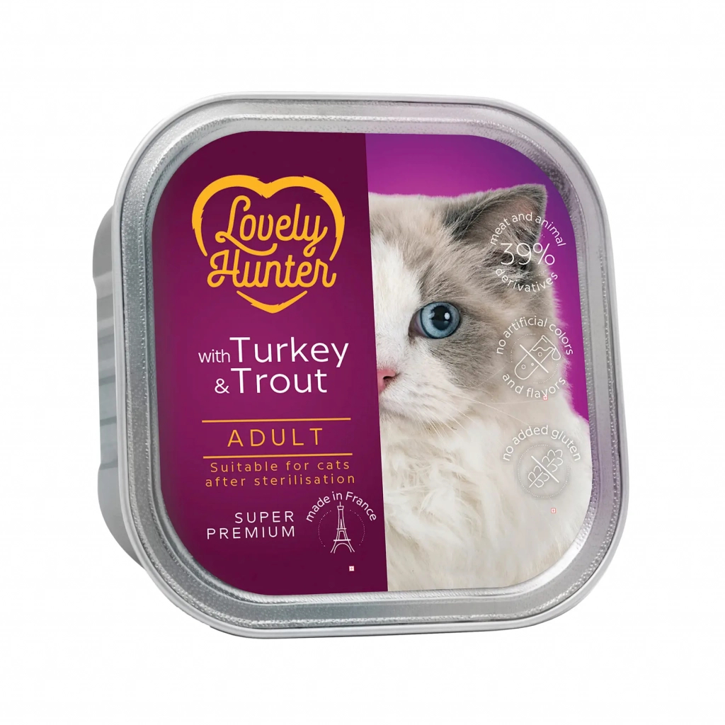 Вологий корм для кішок Lovely Hunter With turkey and trouts for sterilised cats 85 г (LHU45710) - зображення 1