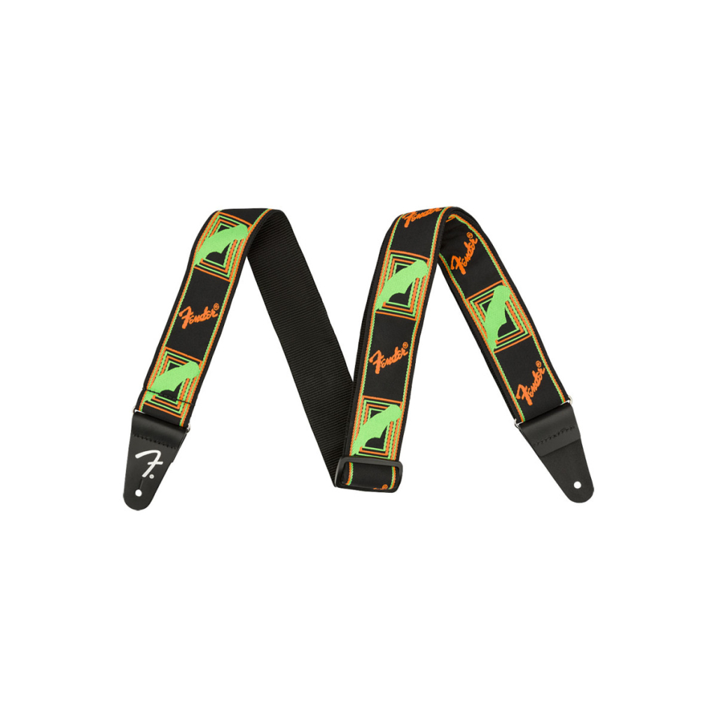 Ремінь для гітари Fender Strap 2" Neon Monogrammed Green Orange (232339) - зображення 1