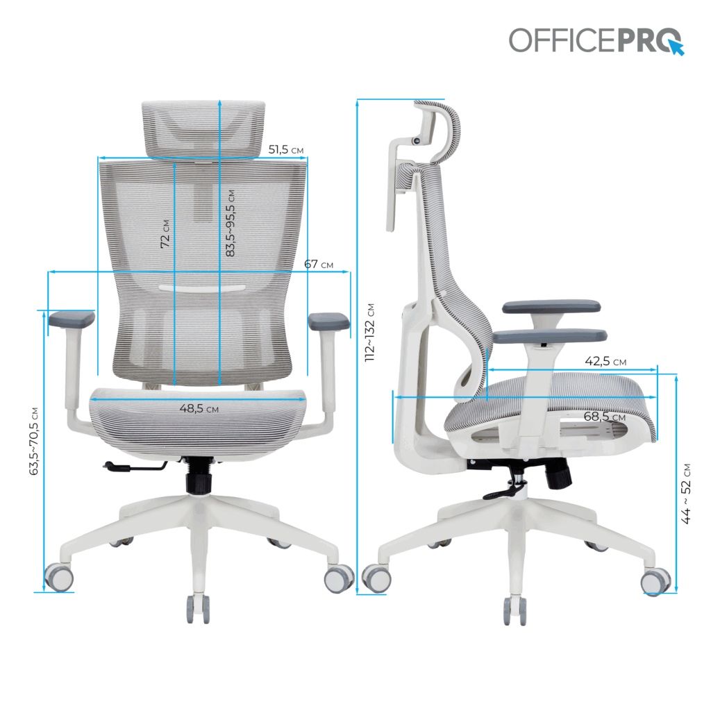 Офісне крісло OfficePro Elegant OC660-W-DG-DG (OC660-W-DG-DG) - зображення 10