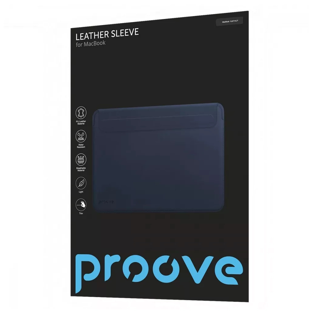 Чохол до ноутбука Proove 13,6/14,2 MacBook Leather Sleeve blue (PCLSMB141312) - зображення 7