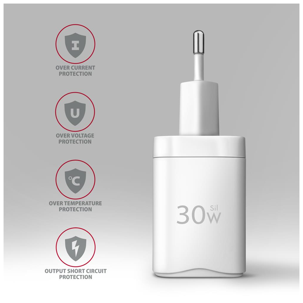 Зарядний пристрій AXAGON 1xUSB QC4.0 + 1xUSB-C PD30W PPS white (ACU-PQ30W) - зображення 6