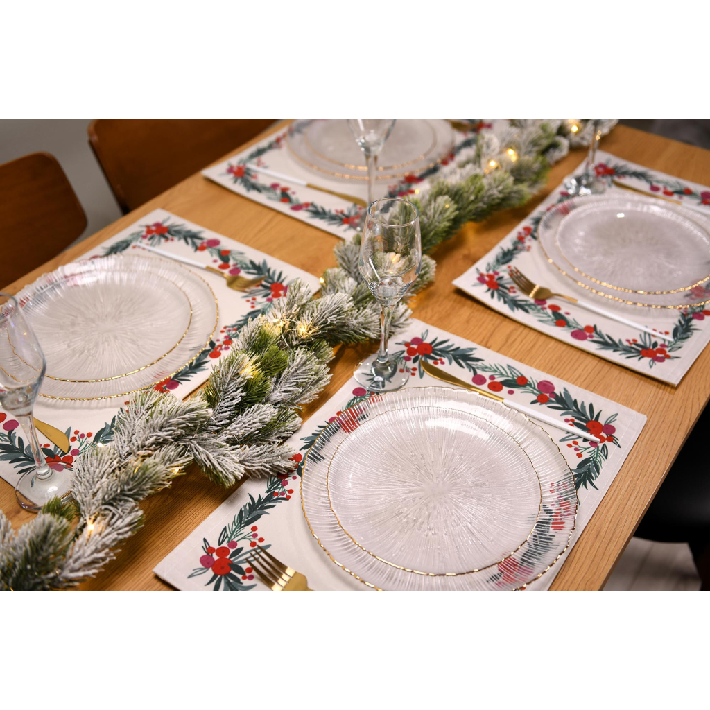 Килимок сервірувальний Ardesto Christmas Happy Holidays 30 х 45 см, 90% поліестер, 10% бавовна, білий віночок (ART06HH) - зображення 4