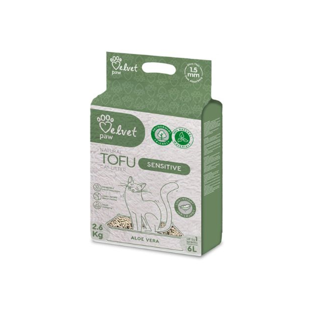 Наповнювач для туалету Velvet Paw TOFU з підвищеною чутливістю, з екстрактом алое вера (1.5 мм) 2.6 кг (TOF70057) - изображение 1