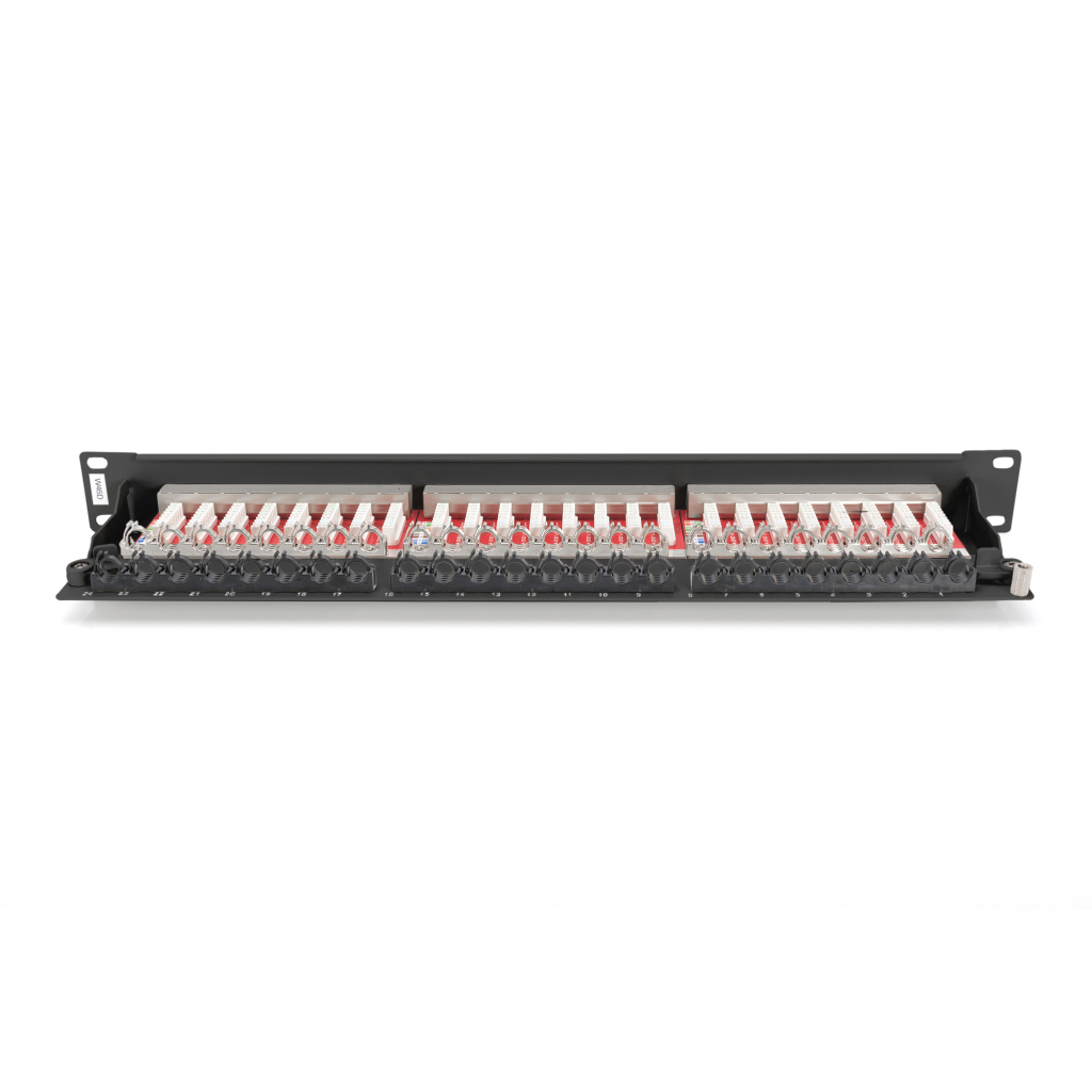 Патч-панель 19" 24xRJ-45 STP cat.6a, 1U, black Digitus (DN-91624S-EA-B) - изображение 2