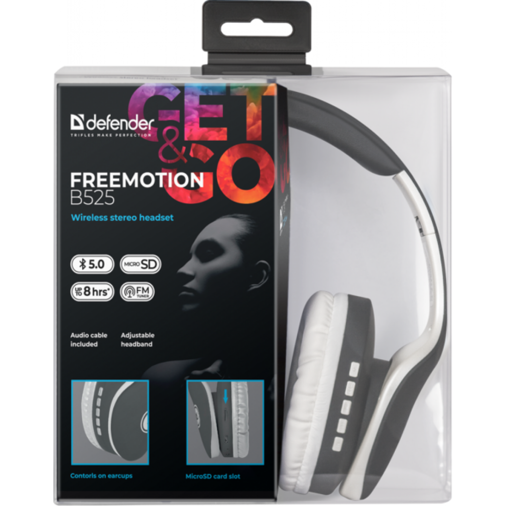 Навушники Defender FreeMotion B525 Bluetooth Gray-White (63527) - зображення 6