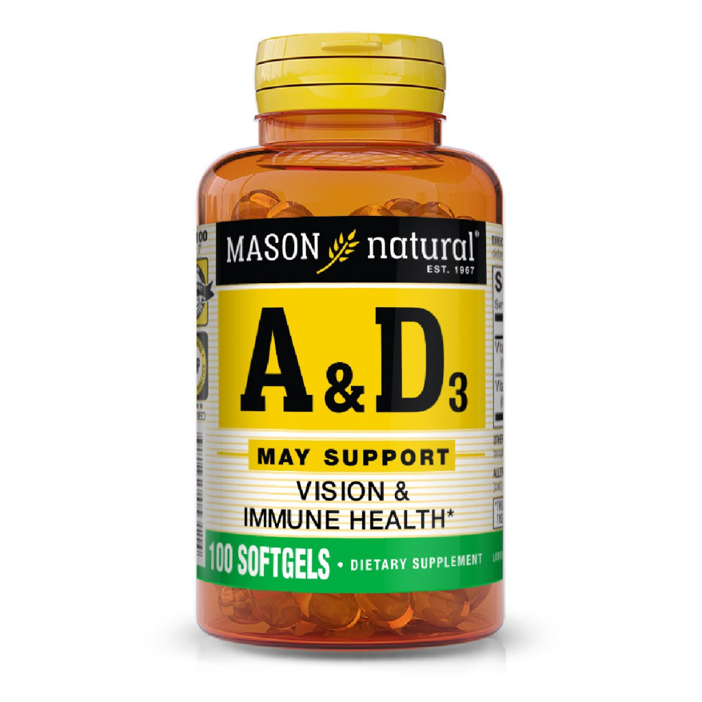 Вітамін Mason Natural Вітаміни А та D3, Vitamins A & D3, 100 гелевих капсул (MAV05311) - зображення 1
