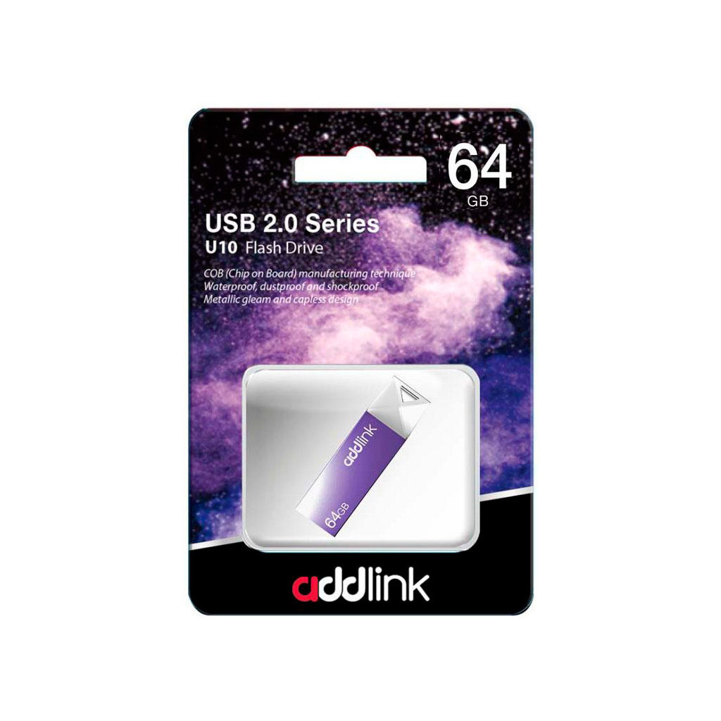 USB флеш накопичувач AddLink 64GB U10 Violet USB 2.0 (ad64GBU10V2) - зображення 2