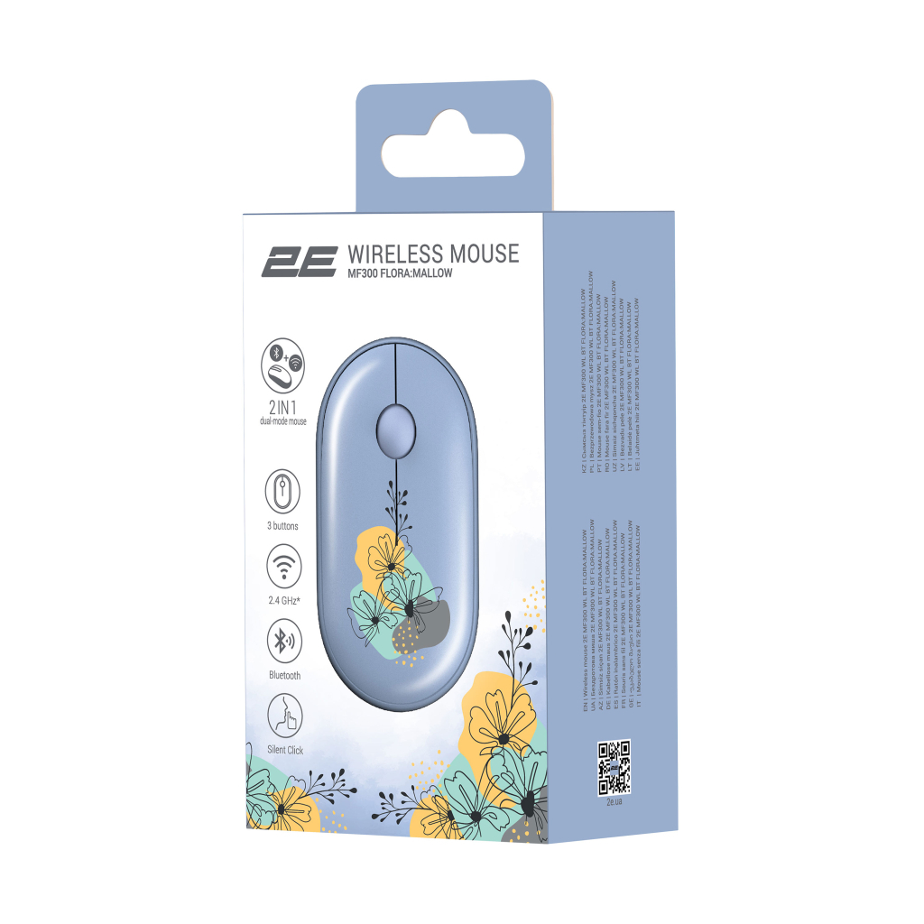 Мишка 2E MF300 FLORAMALLOW Silent Wireless/Bluetooth Blue (2E-MF300WFLORABL) - зображення 6