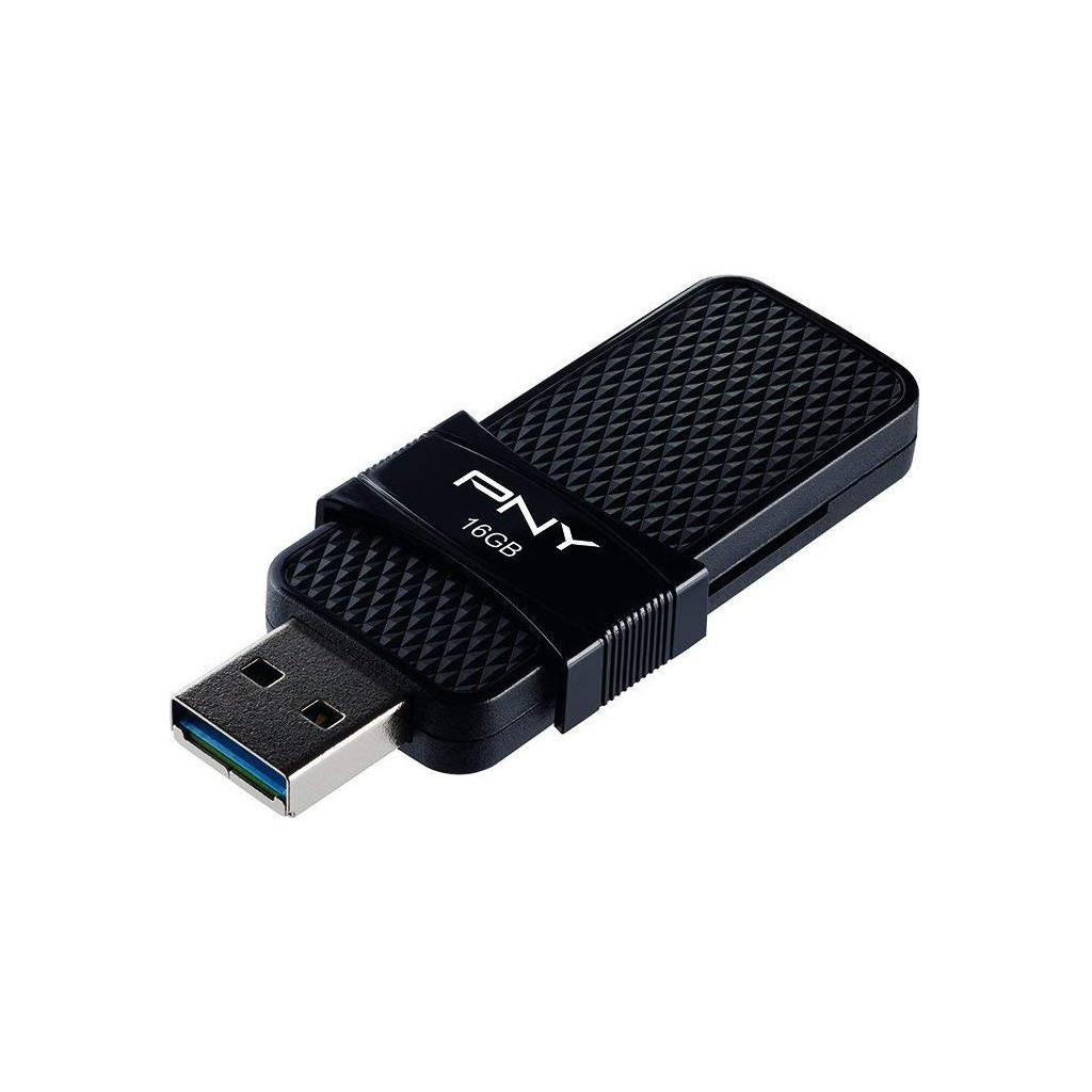 USB флеш накопичувач PNY flash 16GB Duo Link Micro Black OTG USB 3.0 (P-FD16GOTGSLMB-GE) - зображення 2