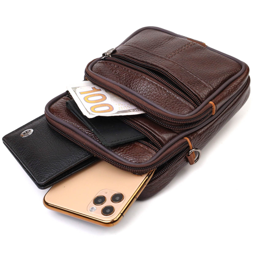 Сумка Vintage Чоловіча на пояс з натуральної шкіри Коричнева (21484) - зображення 6