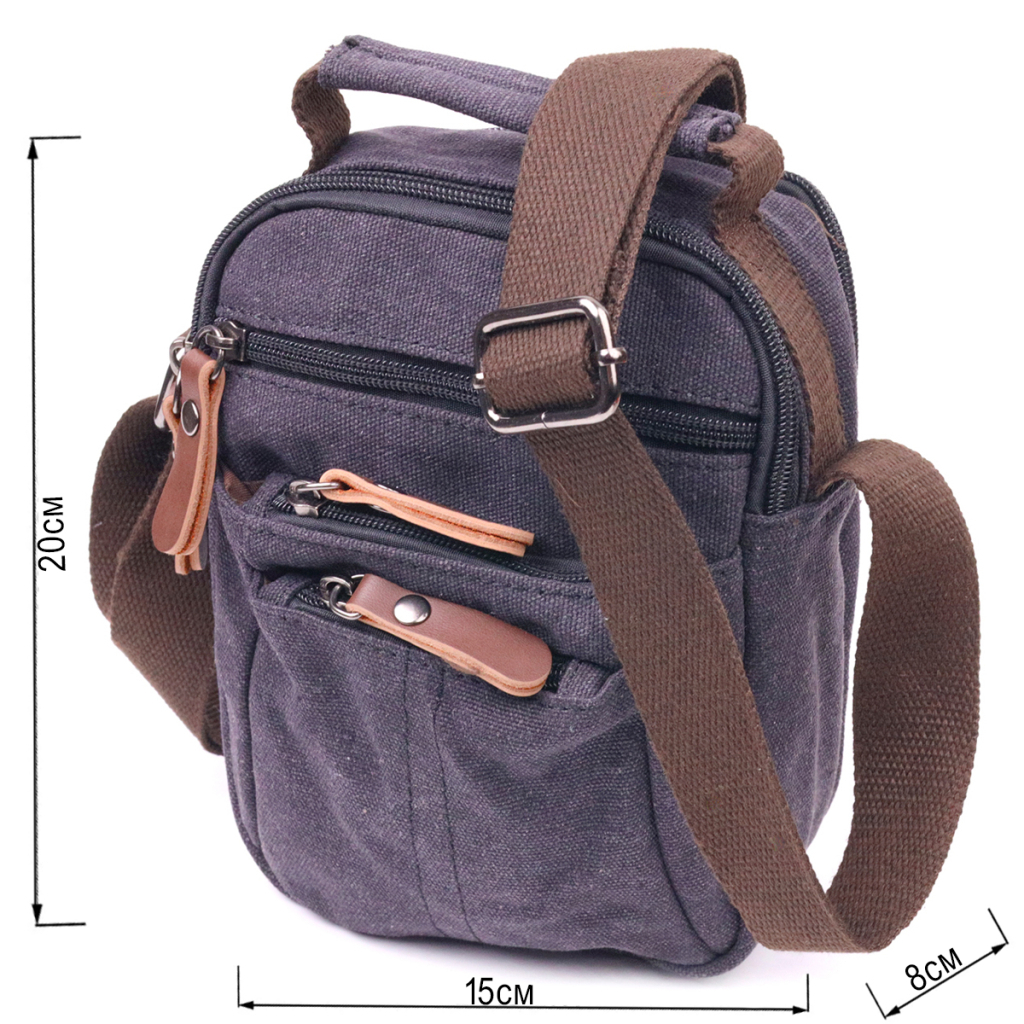 Сумка Vintage Чоловіча з щільного текстилю Чорна (21243) - зображення 3