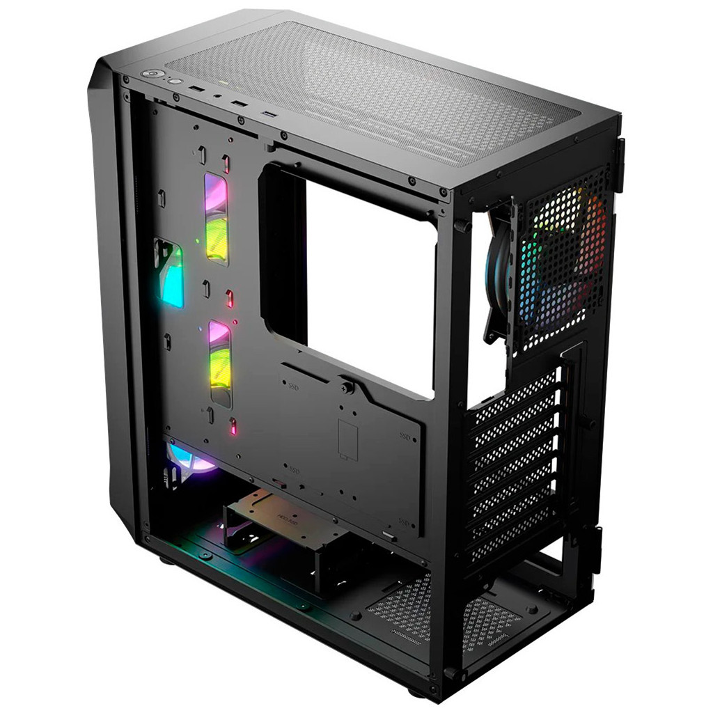 Корпус для ПК Logic concept PORTOS MESH+GLASS ARGB fans 4x120mm BLACK (AT-PORTOS-10-0000000-0002) - зображення 9