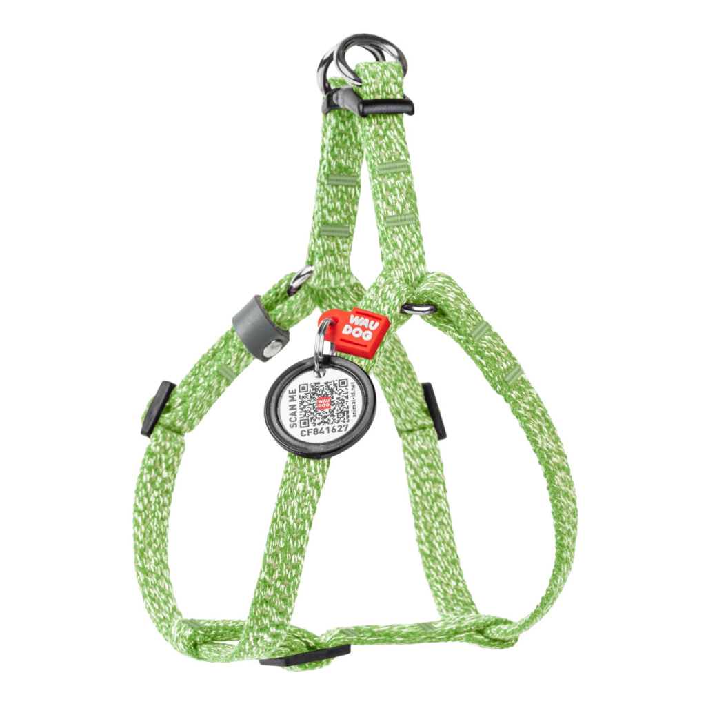 Шлея для котів WAUDOG Re-cotton з QR паспортом XS Ш 10 мм В=С: 28-40 см салатова (16705) - зображення 1