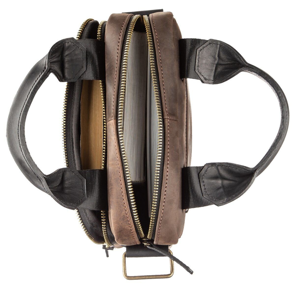 Сумка Shvigel У вінтажній шкірі Коричневого-чорна (11182) - зображення 6