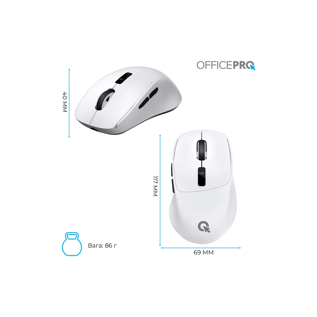 Мишка OfficePro M398W Wireless/Bluetooth White (M398W) - зображення 12
