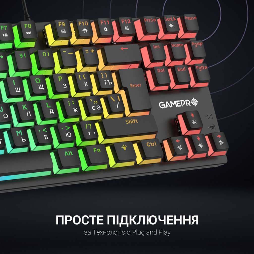 Клавіатура GamePro MK80R Red Switch RGB USB Black (MK80R) - зображення 6