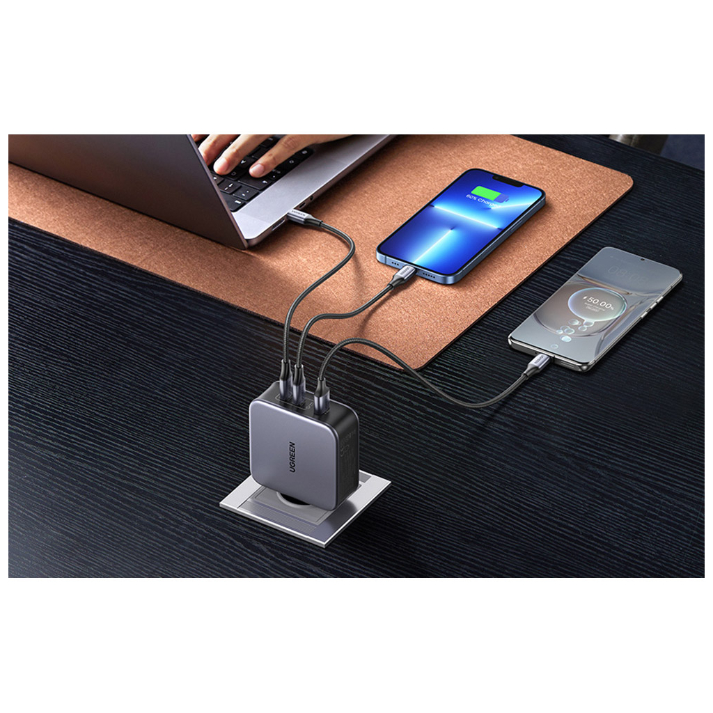 Зарядний пристрій Ugreen 3xUSB 140W (2хUSB-C+USB-A) Gan CD289 with C to C Cable 1.5m (90549) - зображення 5