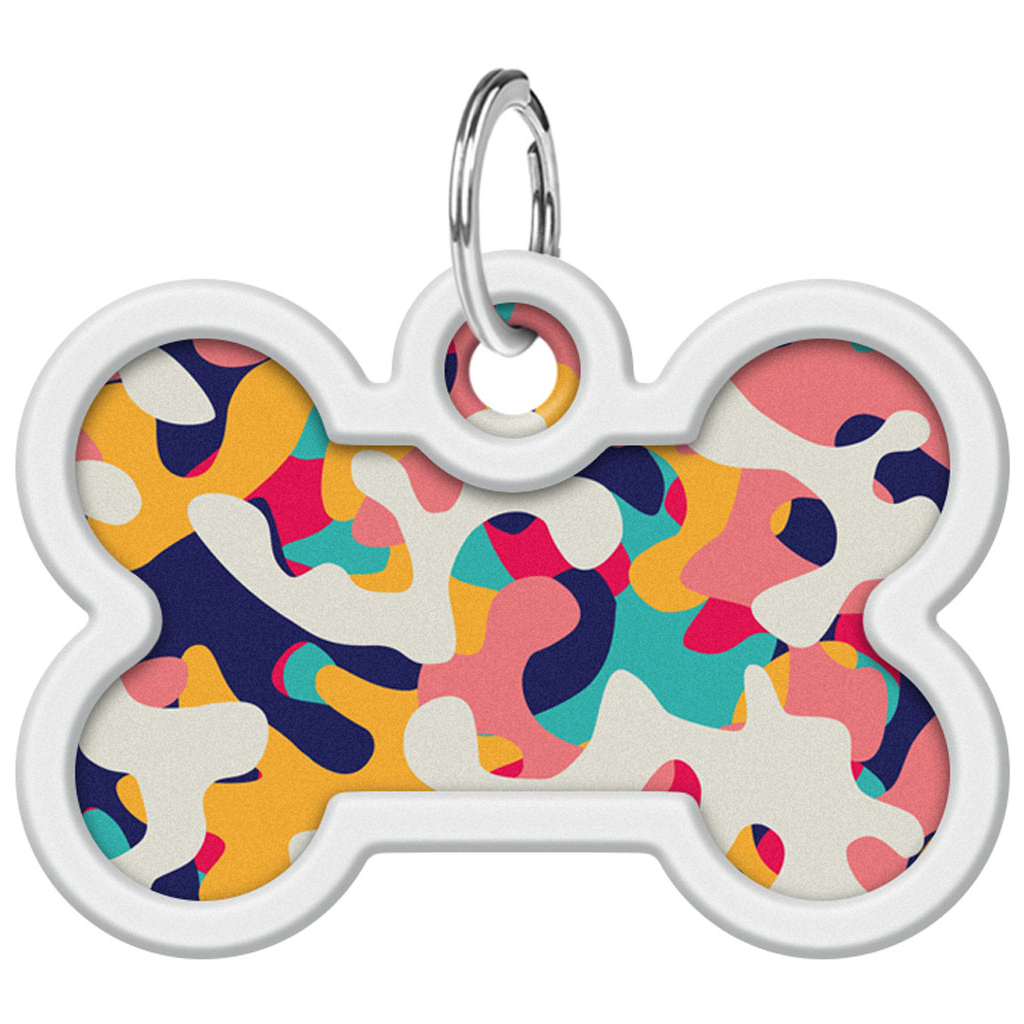 Адресник для тварин WAUDOG Smart ID з QR паспортом "Камо різнокольоровий", кістка 40х28 мм (0640-0206) - зображення 2